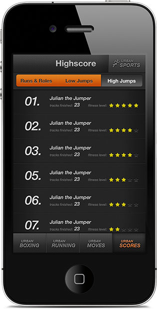 Urban Running - Übersicht Highscores